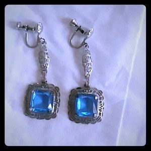 Art Deco Sterling Silver Fillagree Drop Earrings